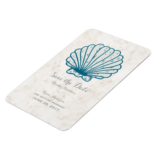 Blue 王室の Seashell日素朴付を保存 マグネット (左側)