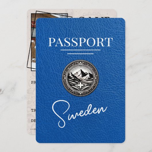 Blue 王室の Sweden Passport日付の保存 セーブザデート (正面/裏面)