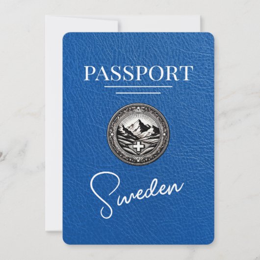 Blue 王室の Sweden Passport日付の保存 セーブザデート (正面)