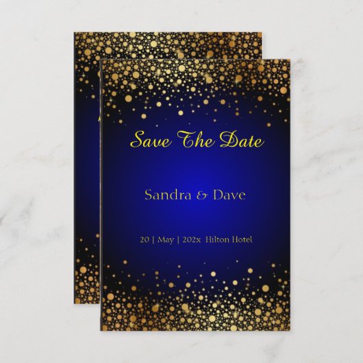 Blue 王室の Weding日付の招待写真を保存します  セーブザデート (正面/裏面)