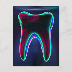 Blue 白熱［赤熱］光を放つ Tooth歯科芸術はがき ポストカード