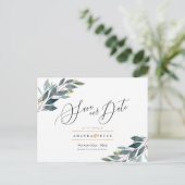 Blue 素朴 Gumの葉が日付を保存 ポストカード (スタンド正面)