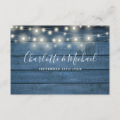 Blue 素朴 String Lightsスクリプトの結婚詳細 エンクロージャーカード (裏面)