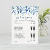 Blue 離れ  Bride or Groomゲームの編集可能なモノグラム 招待状 (スタンド正面)