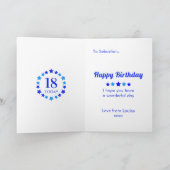 Blue 18 Todayまたは任意の年齢のカスタマイズ可能誕生日車 カード (内部)