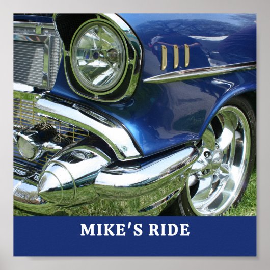 Blue 1957 Chevy, Name or Message, Your Photo ポスター (正面)