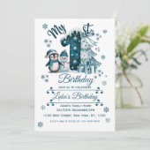 Blue 1st Birthday Christmas 招待状 (スタンド正面)