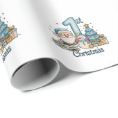 Blue 1st Christmas Santa Snowman Xmas Baby Boy ラッピングペーパー (ロールコーナー)