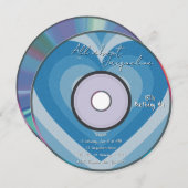 Blue 2000s Aura Hearts Music CD Birthday 招待状 (正面/裏面)