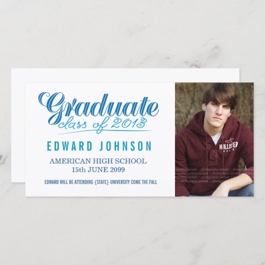 Blue 2013卒業発表フォトカード 案内状 (正面/裏面)