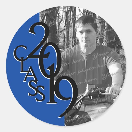 Blue 2019卒業クラス（写真あり） ラウンドシール (正面)