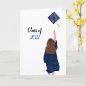 Blue 2022おめでとうございます、大学院カード – 女性 カード (黄色い花)