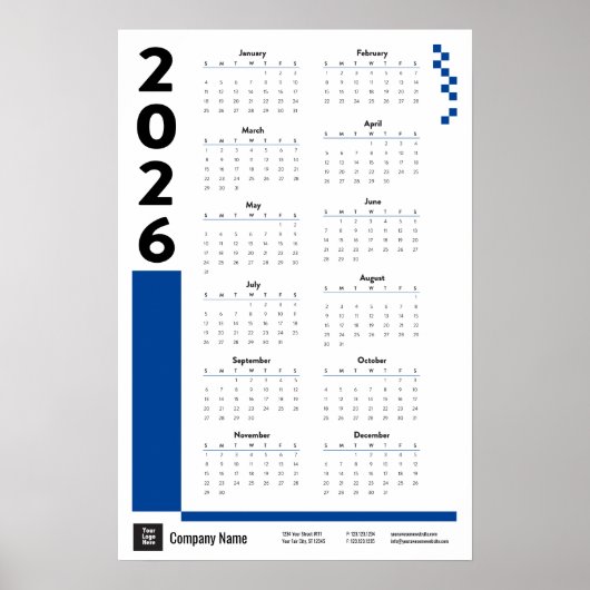 Blue 2026 Wall Calendar企業のポスター ポスター (正面)