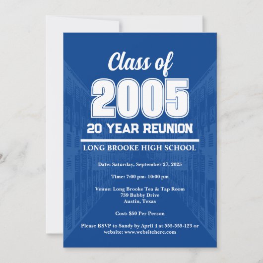 Blue 20 Year High School 2005 Class Reunion 招待状 (正面)