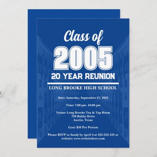Blue 20 Year High School 2005 Class Reunion 招待状 (正面/裏面)