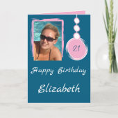 Blue 21st photo birthday カード (正面)