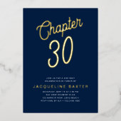 Blue 30th誕生日金ゴールドスクリプトChapter 30パーティー 箔招待状 (正面)