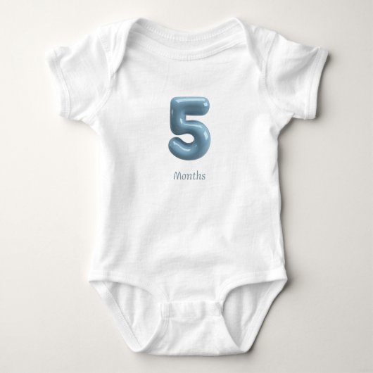 Blue 3D Number 5 - 5 Months Baby Bodysuit ベビーボディスーツ (正面)