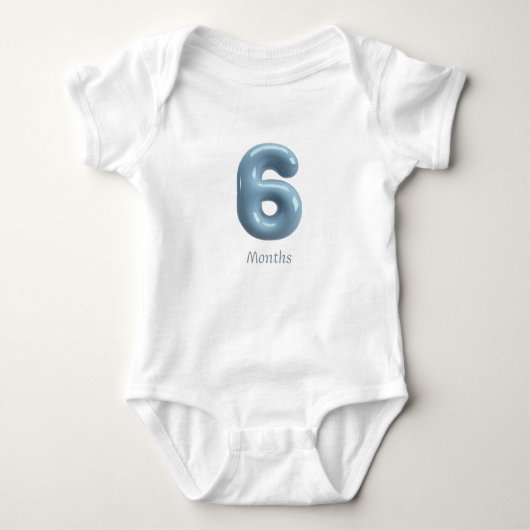 Blue 3D Number 6 - 6 Months Baby Bodysuit ベビーボディスーツ (正面)