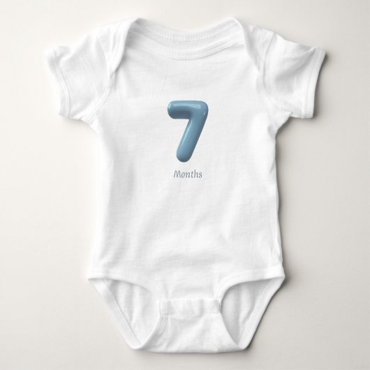 Blue 3D Number 7 - 7 Months Baby Bodysuit ベビーボディスーツ (正面)