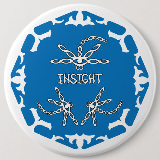Blue, 3rd Eye Chakra "Insight" Dragonfly White BG 缶バッジ