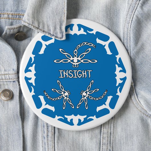 Blue, 3rd Eye Chakra "Insight" Dragonfly White BG 缶バッジ (インサイチュ)