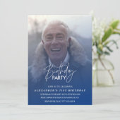 Blue 71th誕生日の招待Birthday party写真 招待状 (スタンド正面)