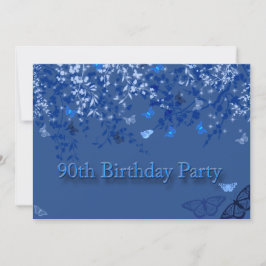 Blue 90th Birthday Party Invitation/蝶 招待状