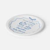 Blue A Baby Is Brewing Coffee Thank You ペーパープレート (アングル)