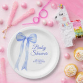 Blue a Bow男の子シャワー ペーパープレート (パーティー)