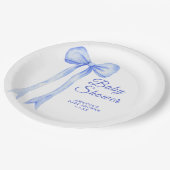 Blue a Bow男の子シャワー ペーパープレート (アングル)