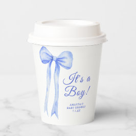 Blue a Bow男の子シャワー 紙コップ