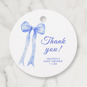 Blue a Bow Baby Showerありがとう フェイバータグ