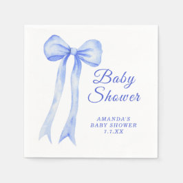 Blue a Bow It's Boy Baby Shower スタンダードカクテルナプキン