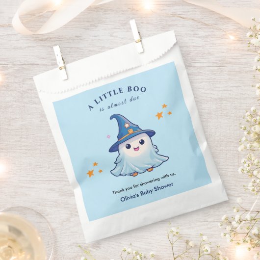 Blue A Little Boo Halloween Baby Shower  フェイバーバッグ (クリップ留めされた状態)