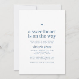 Blue A Little Sweetheart Baby Shower 招待状