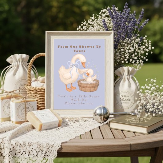 Blue A Silly Goose From Our Shower To Yours Sign 招待状