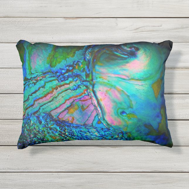 Blue Abalone Shell Accent Throw Pillow アウトドアクッション (正面)