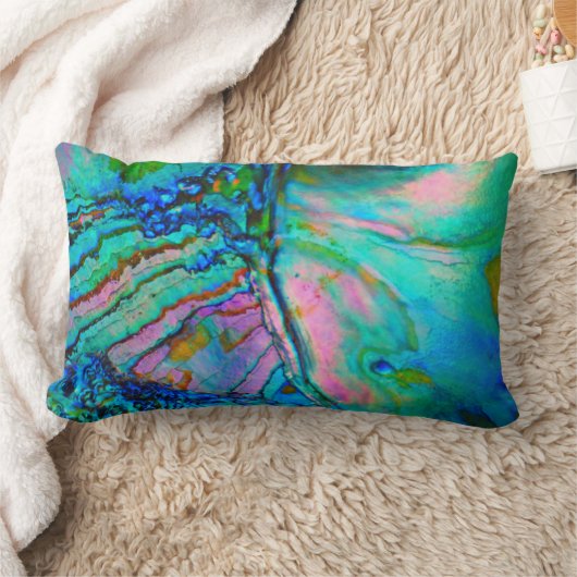Blue Abalone Shell Accent Throw Pillow ランバークッション (ブランケット)