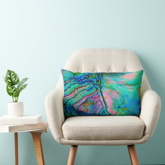 Blue Abalone Shell Accent Throw Pillow ランバークッション (椅子)