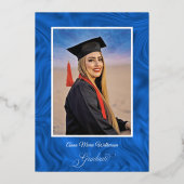 Blue Abstract College Graduation announcement 箔シーズンカード (正面)