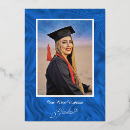 Blue Abstract College Graduation announcement 箔シーズンカード