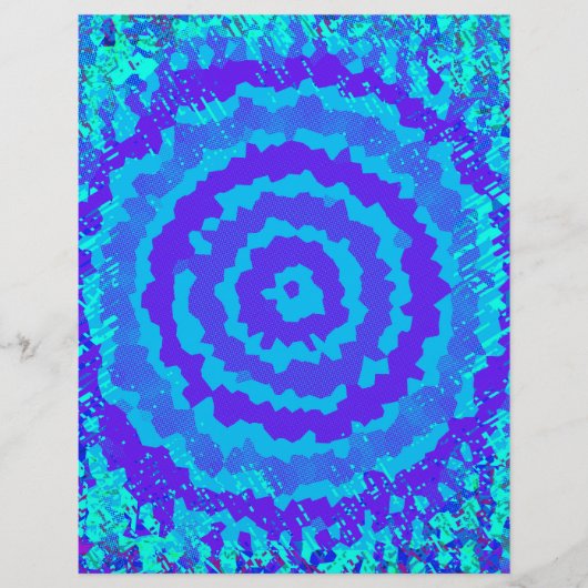 Blue Abstract Flower Scrapbook Paper Bulk Pages チラシ (正面)