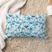 Blue Abstract Flowers ランバークッション (ブランケット)