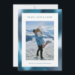 Blue Abstract Gradient Hanukkah Photo シーズンカード<br><div class="desc">A modern Hanukkah photo card with abstract gradient background in shades of blue. Upload your own photo. On the back of the card you can enter a longer message.</div>