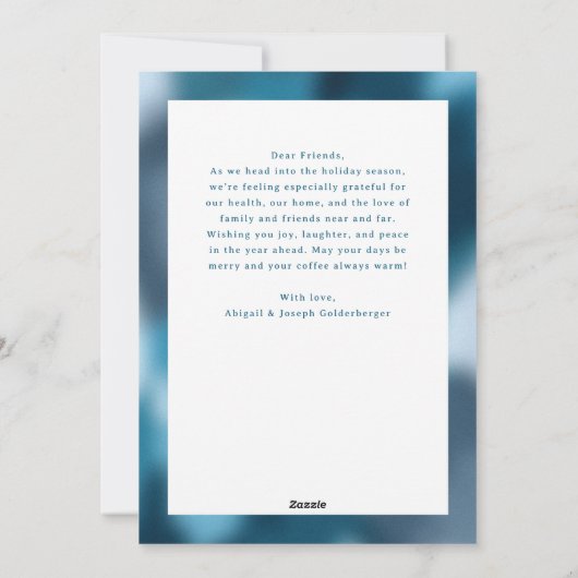 Blue Abstract Gradient Hanukkah Photo シーズンカード (裏面)