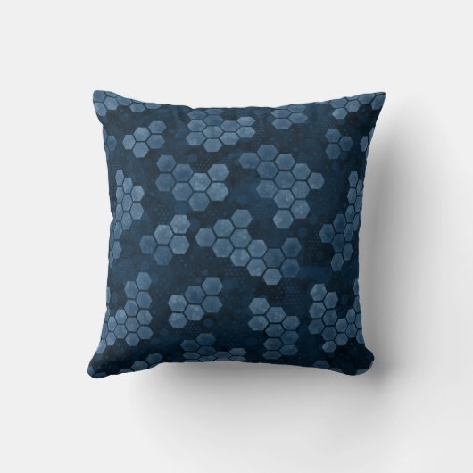 Blue Abstract Honeycomb Pattern クッション (裏面)