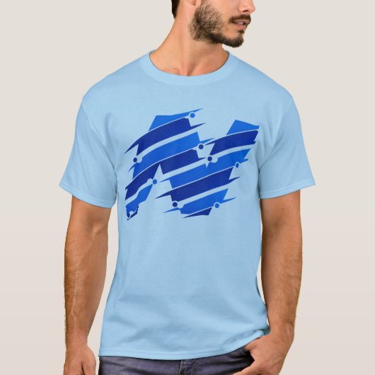 Blue Abstract Logo T-Shirt | Modern Futuristic Geo Tシャツ (正面)
