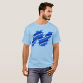 Blue Abstract Logo T-Shirt | Modern Futuristic Geo Tシャツ (正面フル)