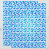 Blue Abstract Roses Scrapbook Paper 2-Sided Page (正面/裏面)